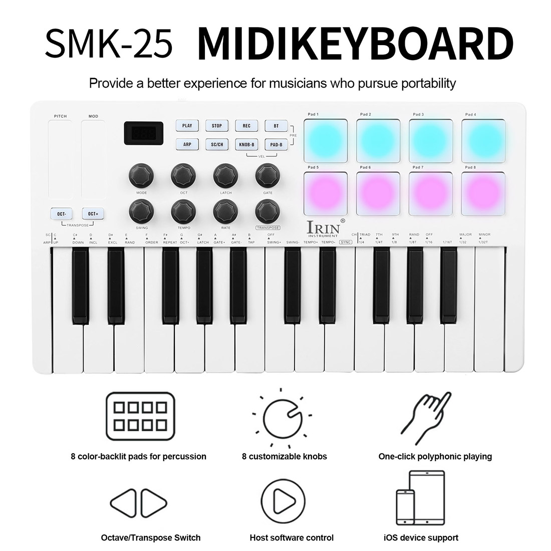 SMK-25 Портативный MIDI-контро – обзор и цена Midi Controller Pad